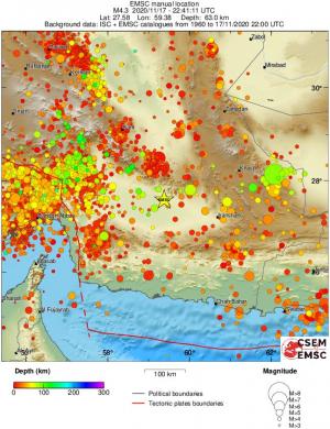 regional depth historical seismicity