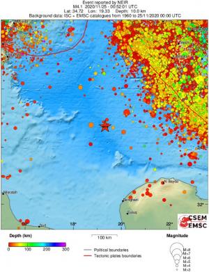regional depth historical seismicity