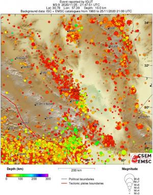 regional depth historical seismicity