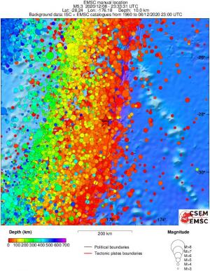 regional depth historical seismicity