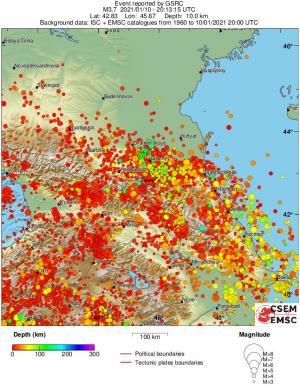 regional depth historical seismicity
