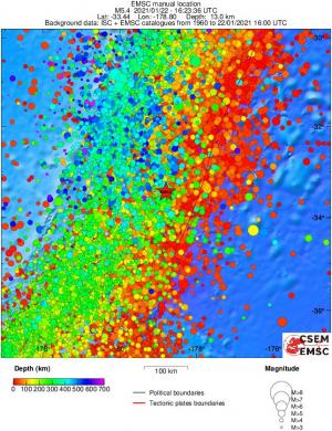regional depth historical seismicity