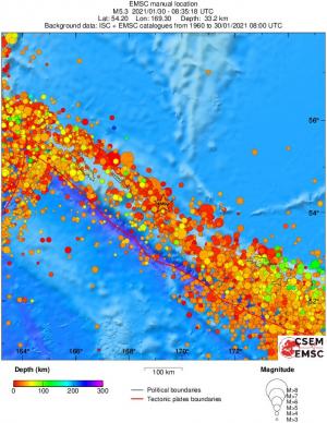 regional depth historical seismicity