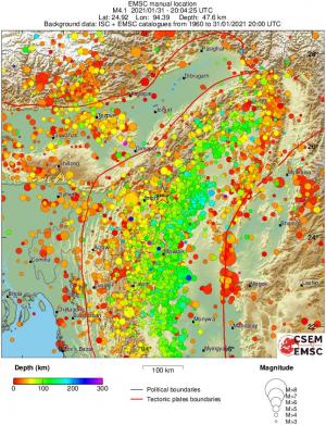 regional depth historical seismicity