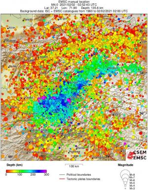 regional depth historical seismicity