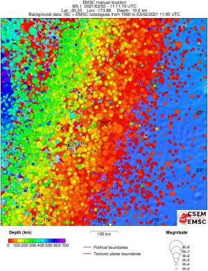 regional depth historical seismicity