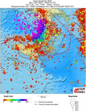 regional depth historical seismicity