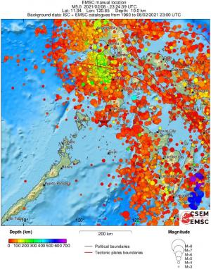 regional depth historical seismicity