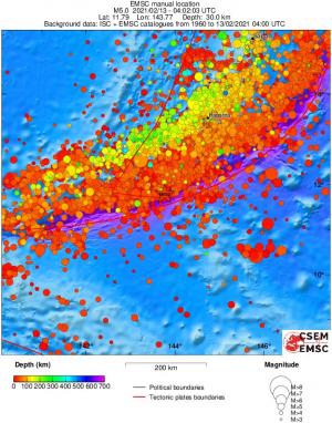 regional depth historical seismicity