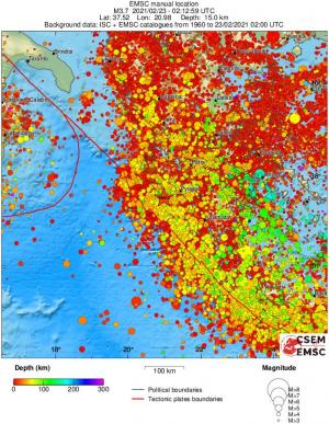 regional depth historical seismicity