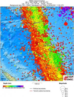 regional depth historical seismicity