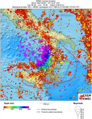 regional depth historical seismicity