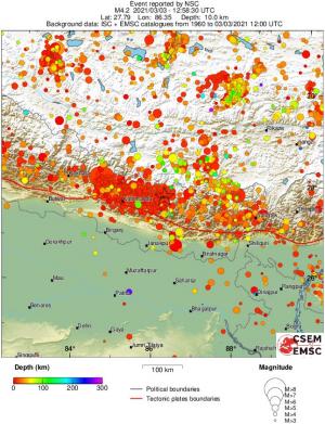 regional depth historical seismicity