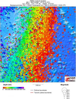 regional depth historical seismicity