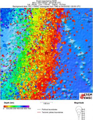 regional depth historical seismicity