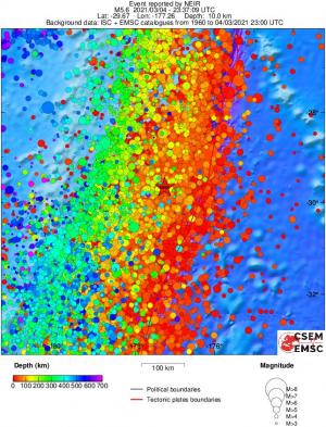 regional depth historical seismicity
