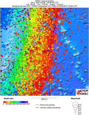 regional depth historical seismicity
