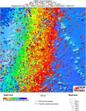 regional depth historical seismicity