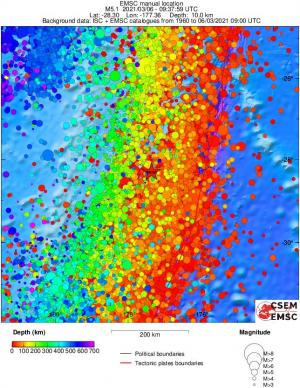 regional depth historical seismicity
