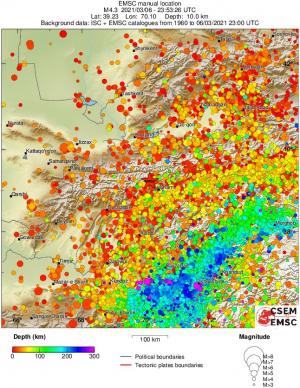 regional depth historical seismicity