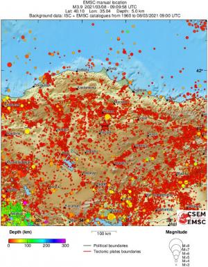regional depth historical seismicity