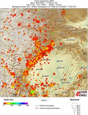 regional depth historical seismicity