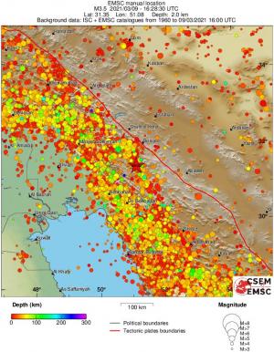 regional depth historical seismicity
