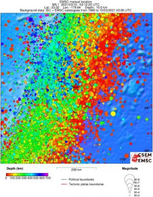 regional depth historical seismicity