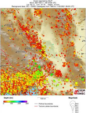 regional depth historical seismicity