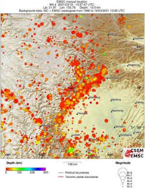 regional depth historical seismicity