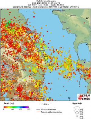 regional depth historical seismicity
