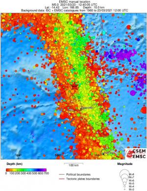 regional depth historical seismicity
