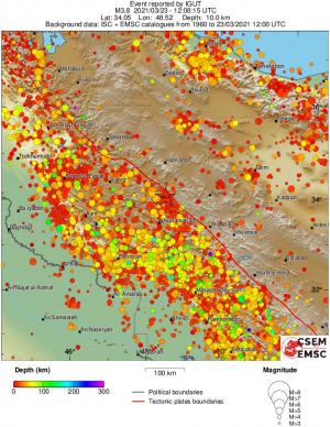 regional depth historical seismicity