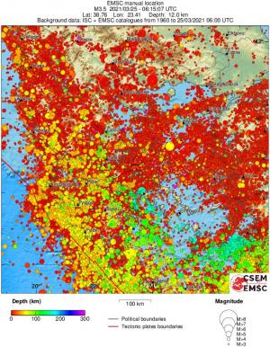 regional depth historical seismicity