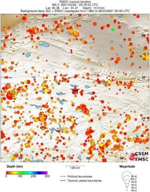 regional depth historical seismicity