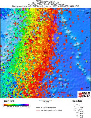regional depth historical seismicity