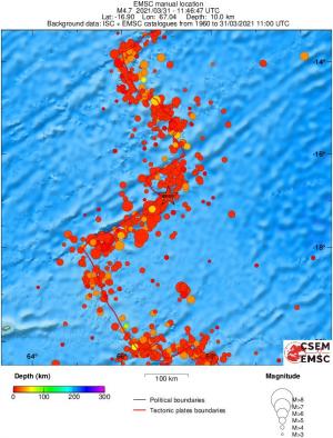 regional depth historical seismicity
