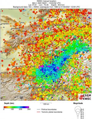 regional depth historical seismicity