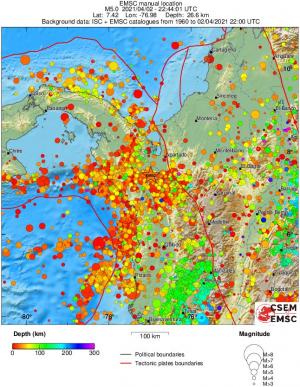 regional depth historical seismicity