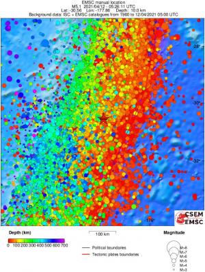 regional depth historical seismicity