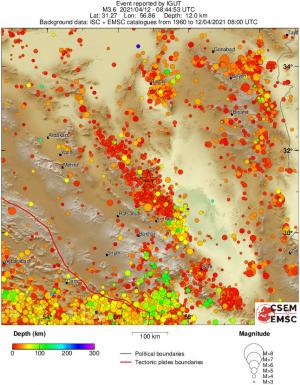 regional depth historical seismicity