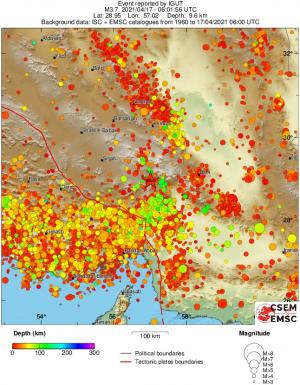regional depth historical seismicity