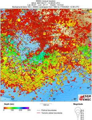 regional depth historical seismicity