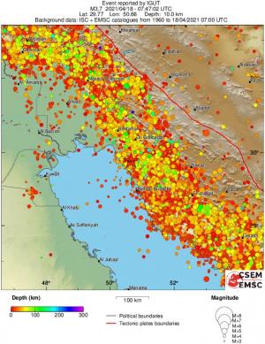 regional depth historical seismicity