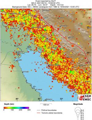 regional depth historical seismicity