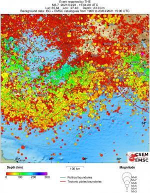 regional depth historical seismicity