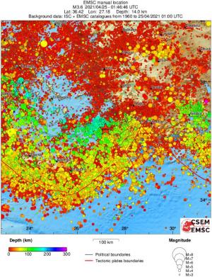 regional depth historical seismicity