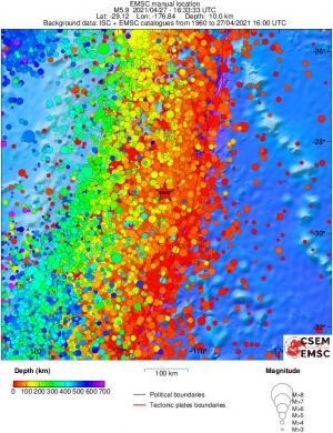 regional depth historical seismicity