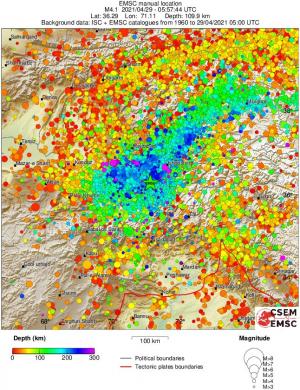 regional depth historical seismicity