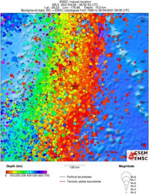 regional depth historical seismicity